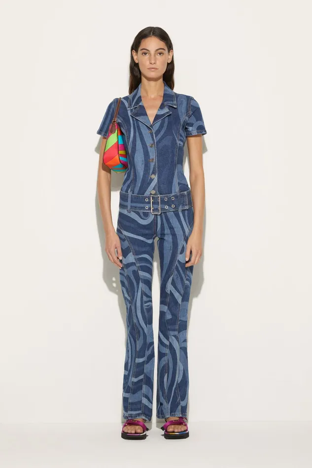 Denim Women PUCCI MarmoPrint Denim Jumpsuit