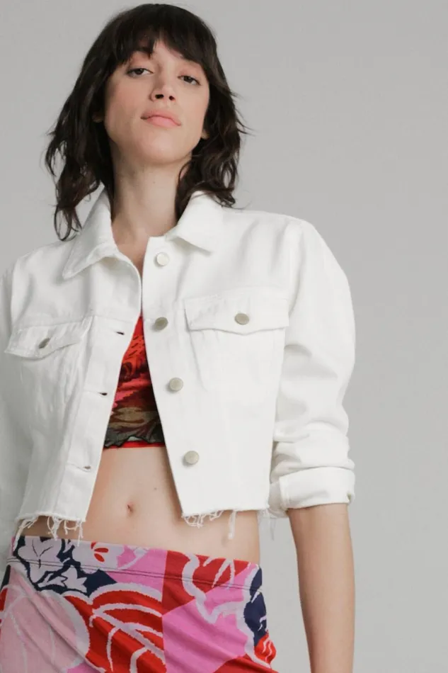 Desigual Cropped Denim Jacket Women Jackets