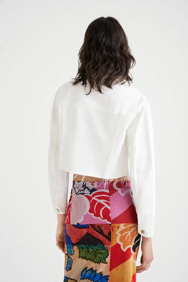 Desigual Cropped Denim Jacket Women Jackets