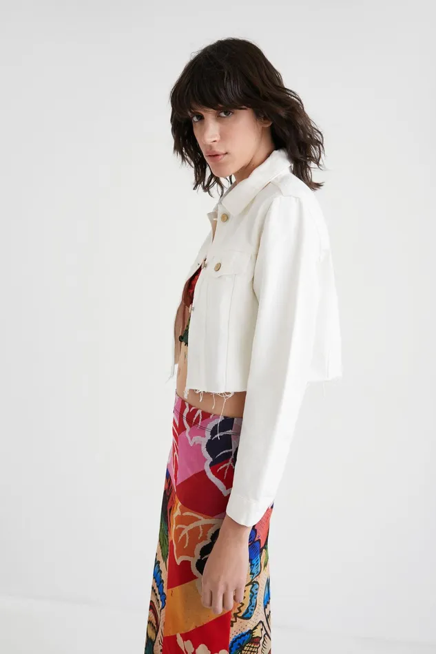 Desigual Cropped Denim Jacket Women Jackets