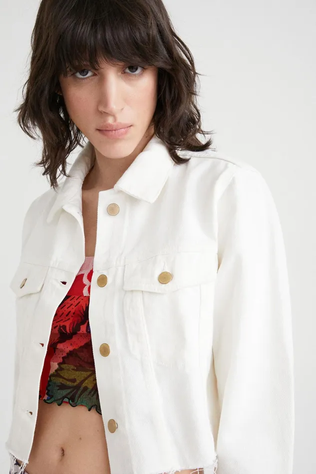 Desigual Cropped Denim Jacket Women Jackets