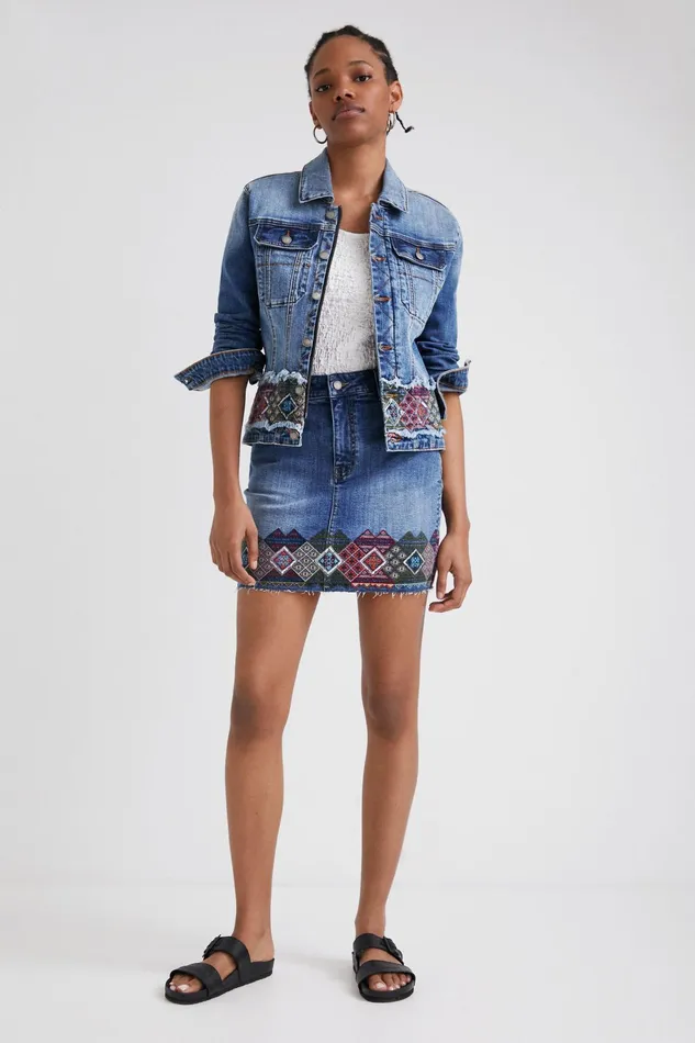 Desigual Denim Jacket With Border Women Jackets