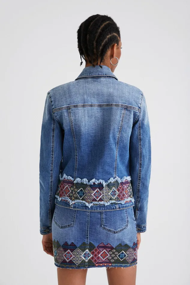Desigual Denim Jacket With Border Women Jackets