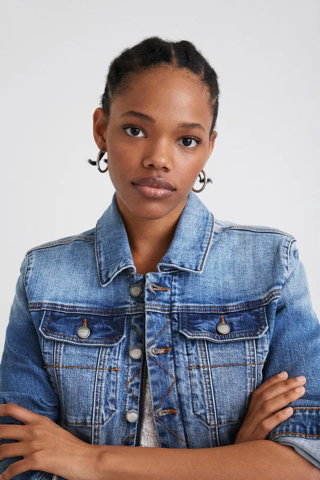 Desigual Denim Jacket With Border Women Jackets