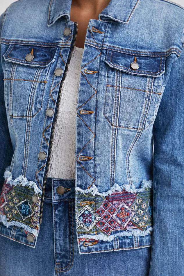 Desigual Denim Jacket With Border Women Jackets