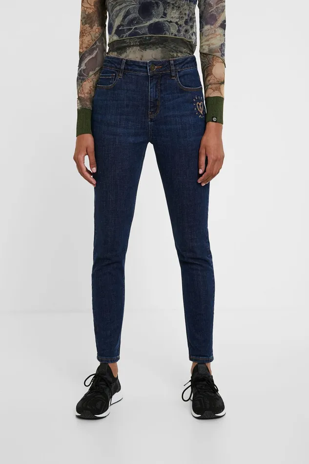 Desigual Jeans With Heart Embroidery Women Jeans