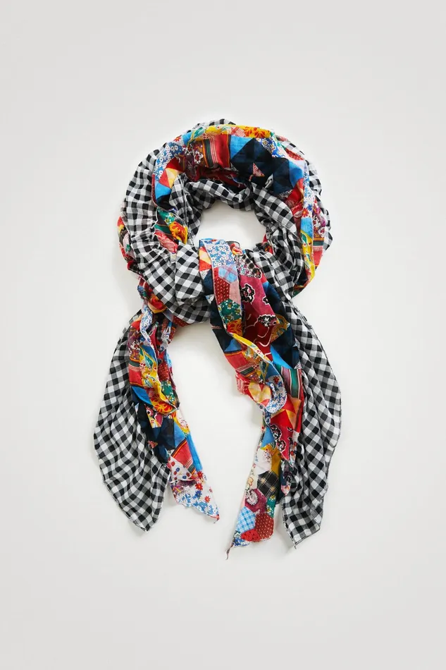 Desigual Johnson Hartig Patchwork Ruffle Pareo Women Scarves