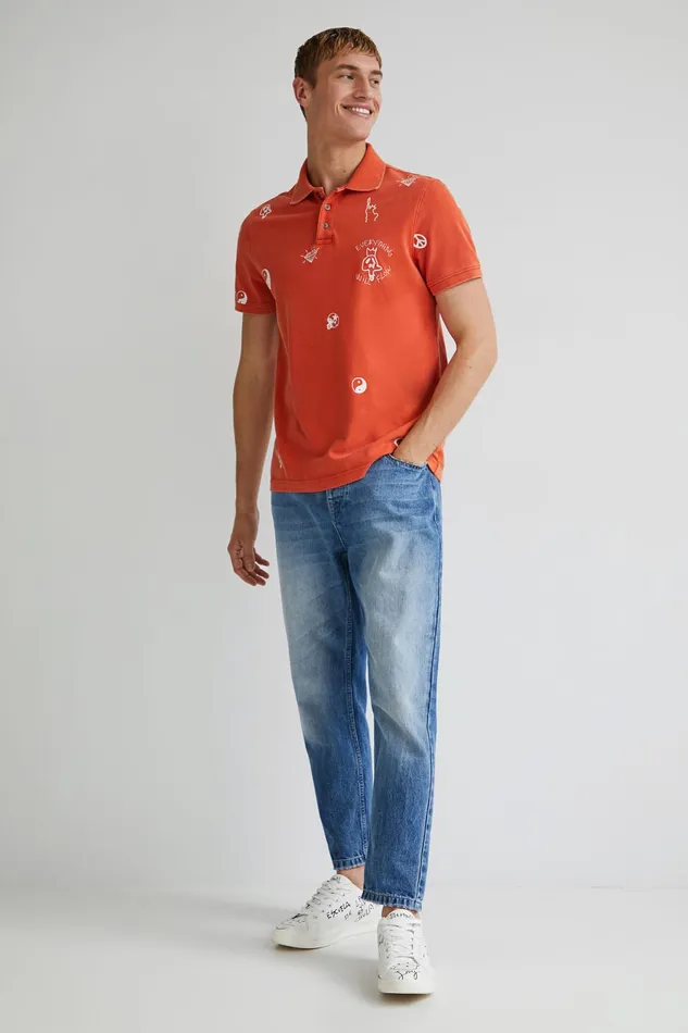 Desigual Shortsleeve Everything Will Flow Polo Shirt Mens Tshirt and Polos