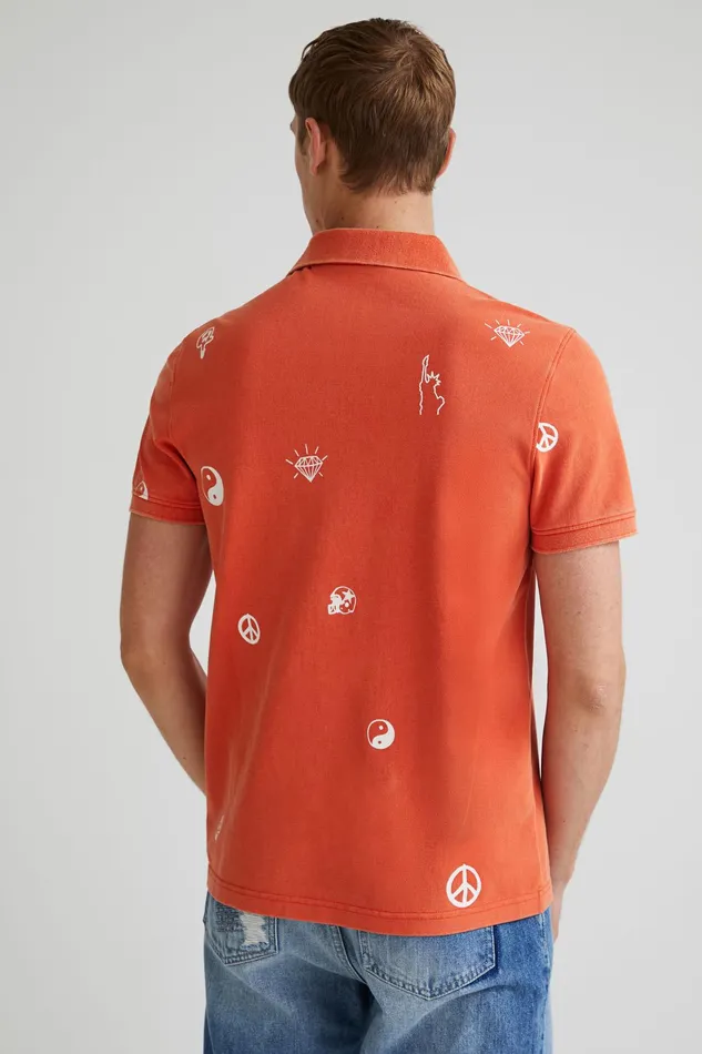 Desigual Shortsleeve Everything Will Flow Polo Shirt Mens Tshirt and Polos