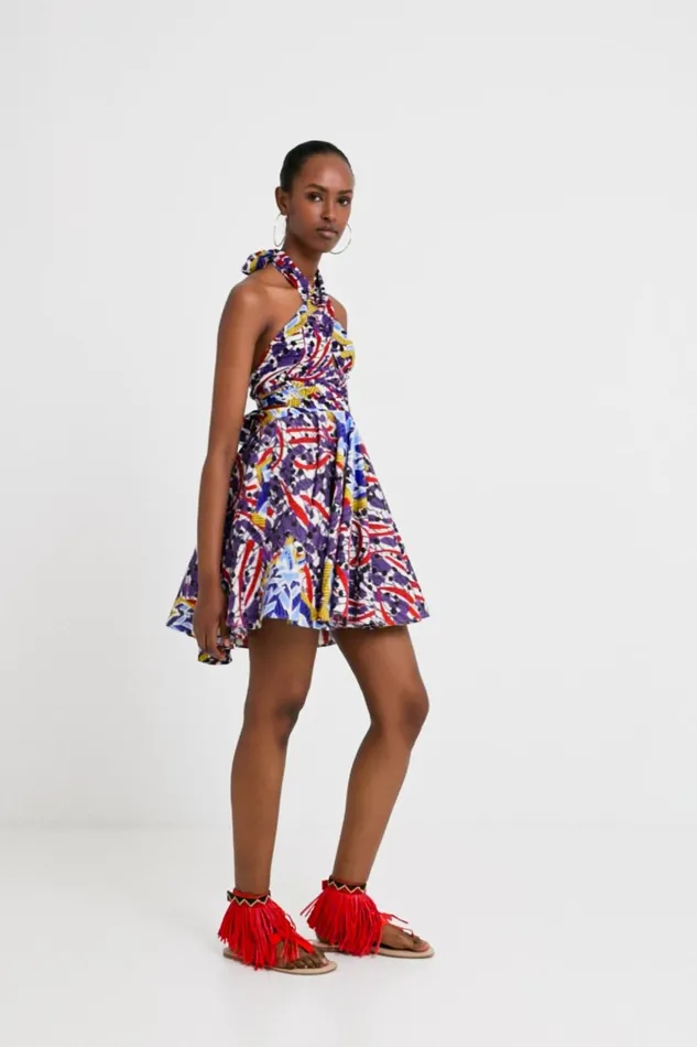 Desigual Stella Jean Short Bow Dress Women Dresses