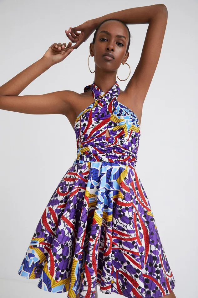 Desigual Stella Jean Short Bow Dress Women Dresses