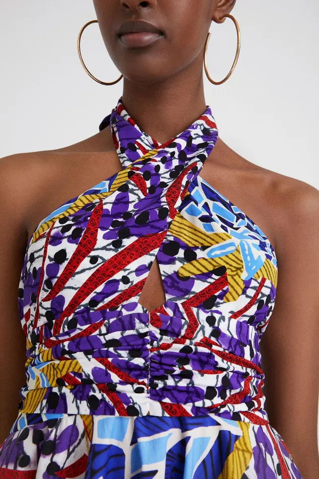 Desigual Stella Jean Short Bow Dress Women Dresses