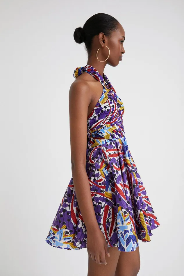 Desigual Stella Jean Short Bow Dress Women Dresses
