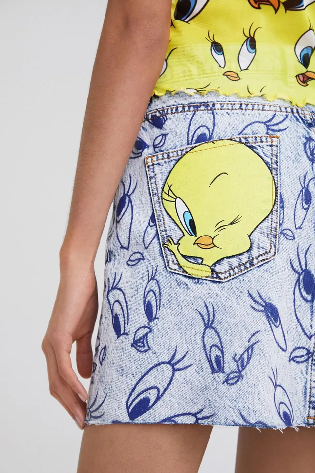 Desigual Tweety Denim Mini Skirt Women Skirts and Shorts