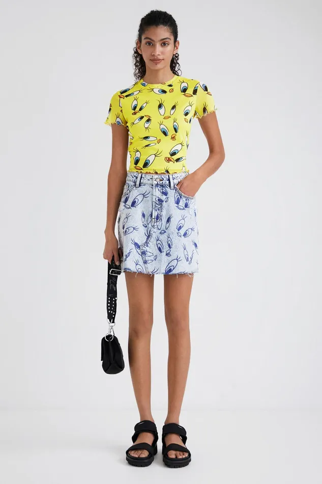Desigual Tweety Denim Mini Skirt Women Skirts and Shorts