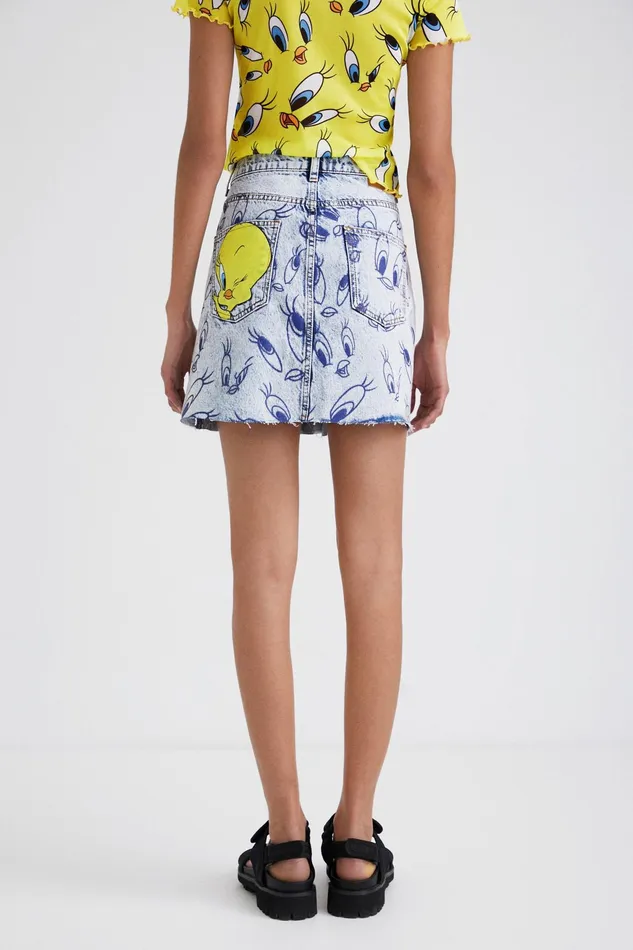 Desigual Tweety Denim Mini Skirt Women Skirts and Shorts