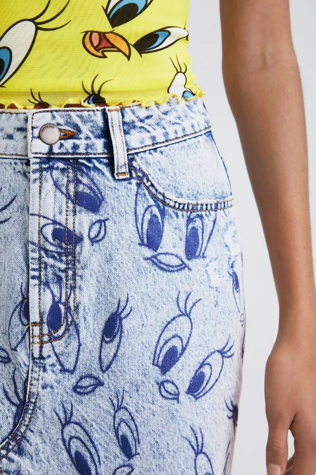 Desigual Tweety Denim Mini Skirt Women Skirts and Shorts
