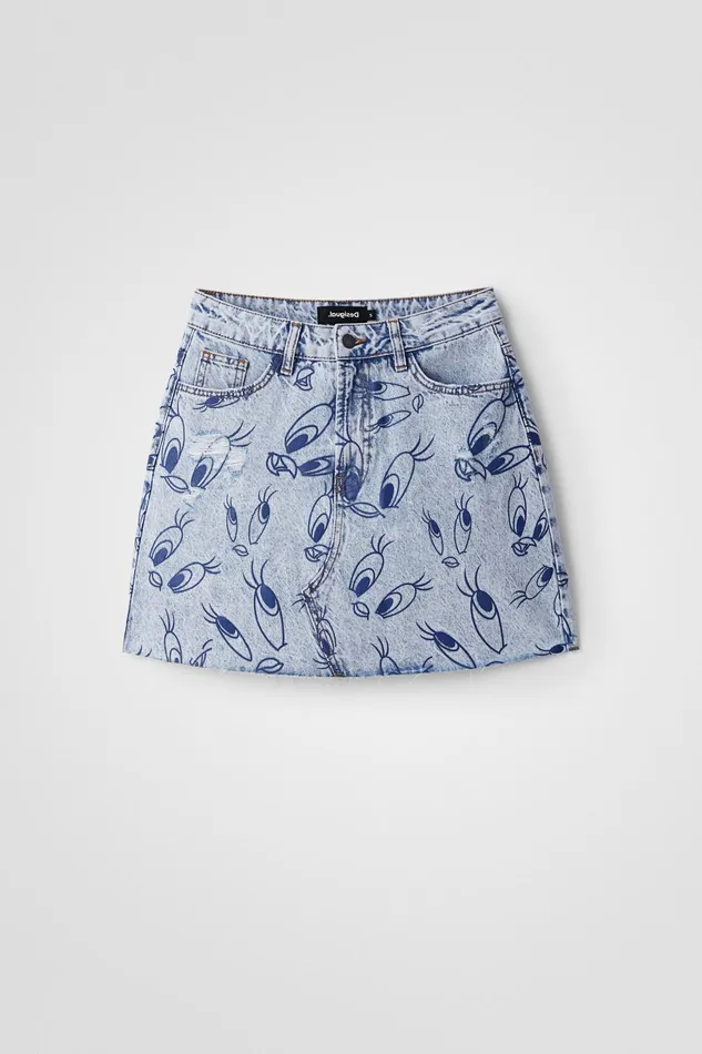 Desigual Tweety Denim Mini Skirt Women Skirts and Shorts