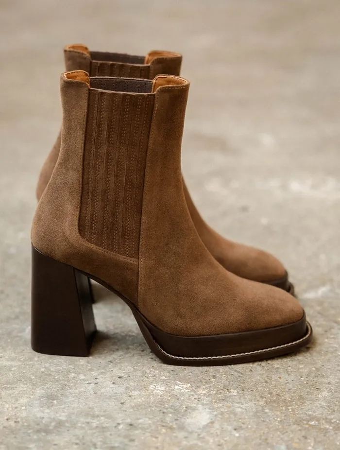 Deva Khaki Brown Women Bobbies Ankle Boots