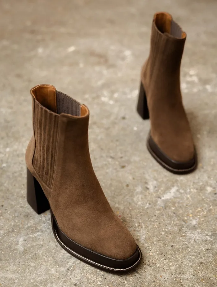 Deva Khaki Brown Women Bobbies Ankle Boots