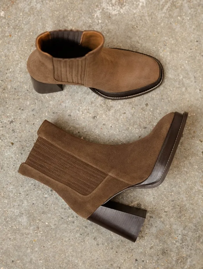 Deva Khaki Brown Women Bobbies Ankle Boots