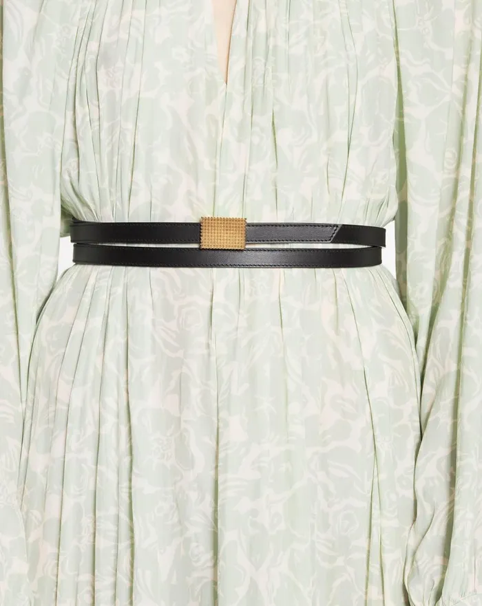 Double Concerto Leather Belt Black Women Lanvin Belts