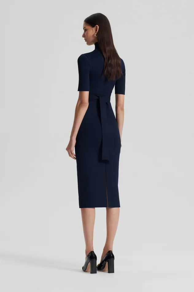 Dresses Scanlan Theodore Women CREPE KNIT SHORT SLEEVE POLO DRESS NAVY Dresses Scanlan Theodore Women CREPE KNIT SHORT SLEEVE POLO DRESS NAVY