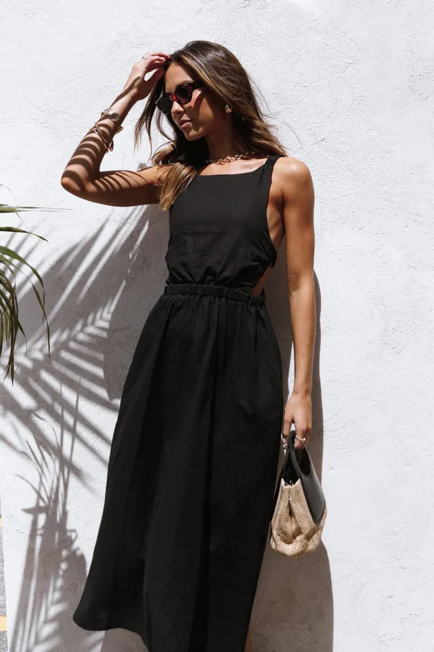 Dresses Women Aubrey Cutout Midi Dress 8211 Black Black petalandpup