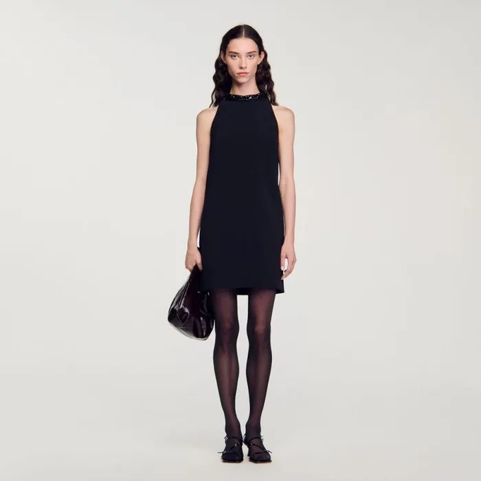 Dresses Women SANDRO Jewel Neck Dress Black