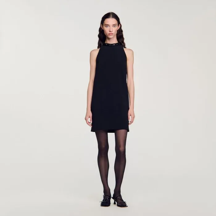 Dresses Women SANDRO Jewel Neck Dress Black
