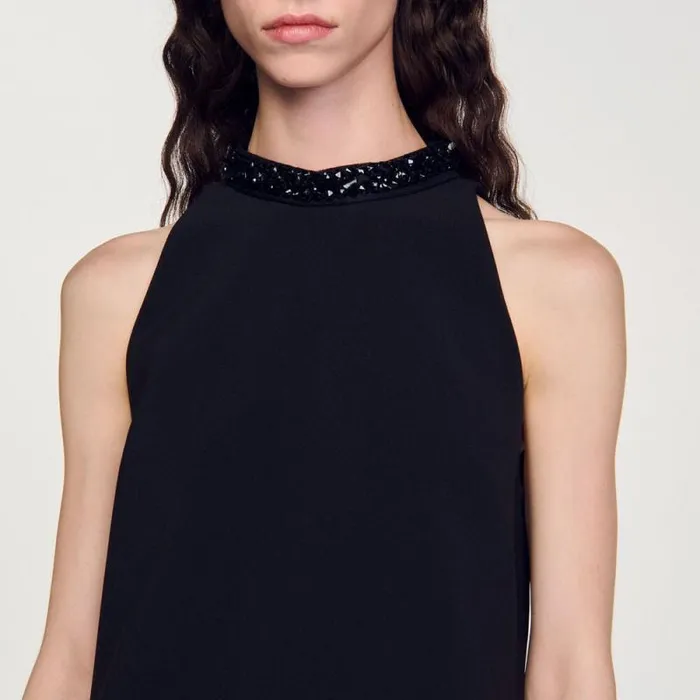 Dresses Women SANDRO Jewel Neck Dress Black