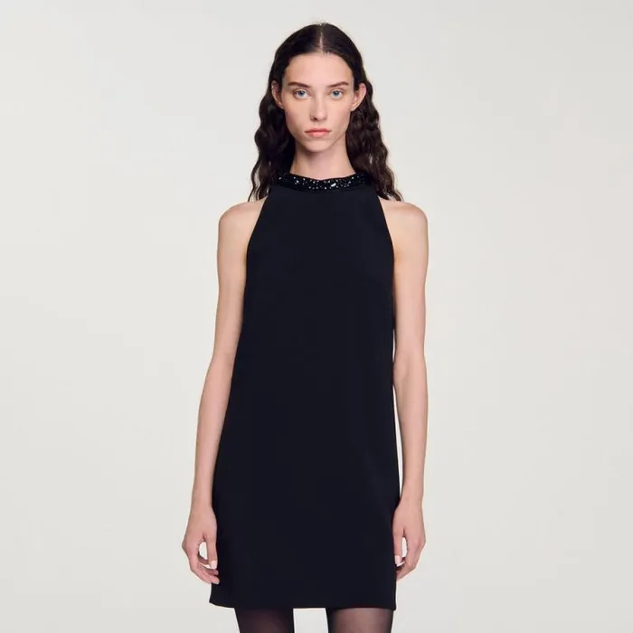 Dresses Women SANDRO Jewel Neck Dress Black