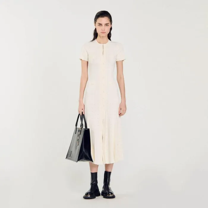 Dresses Women SANDRO Knit Maxi Dress Ecru