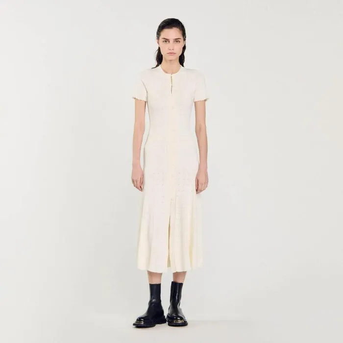 Dresses Women SANDRO Knit Maxi Dress Ecru