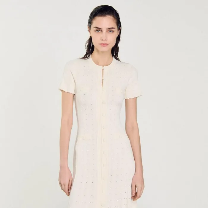 Dresses Women SANDRO Knit Maxi Dress Ecru