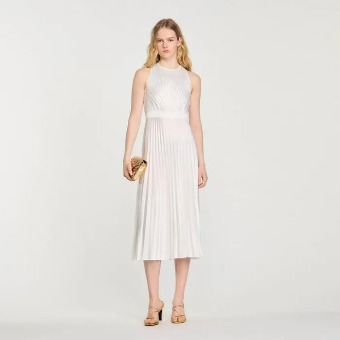 Dresses Women SANDRO Pleated Maxi Dress Ecru