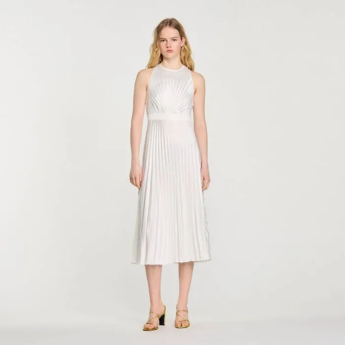 Dresses Women SANDRO Pleated Maxi Dress Ecru