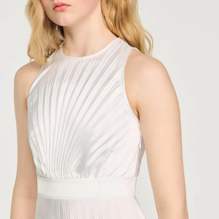 Dresses Women SANDRO Pleated Maxi Dress Ecru