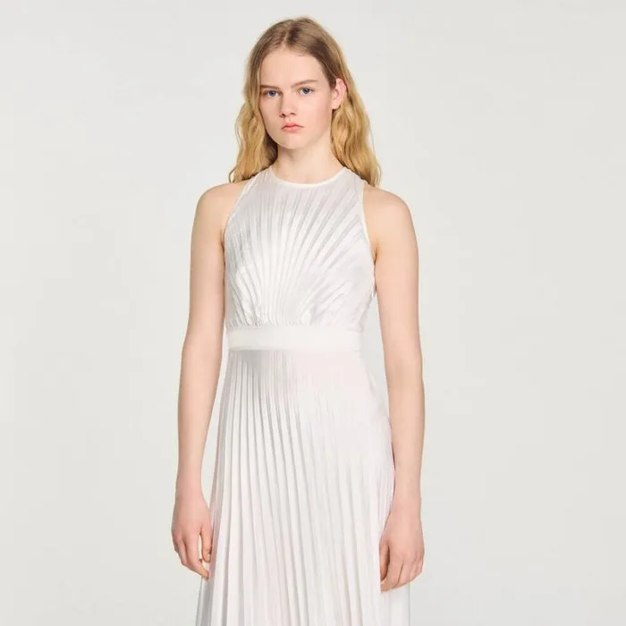 Dresses Women SANDRO Pleated Maxi Dress Ecru