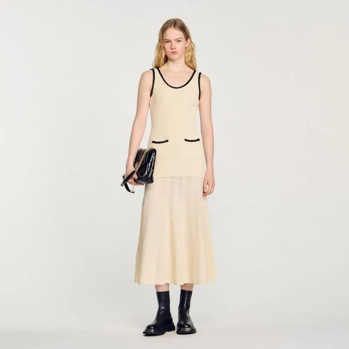 Dresses Women SANDRO Pointelle Knit Dress Ecru