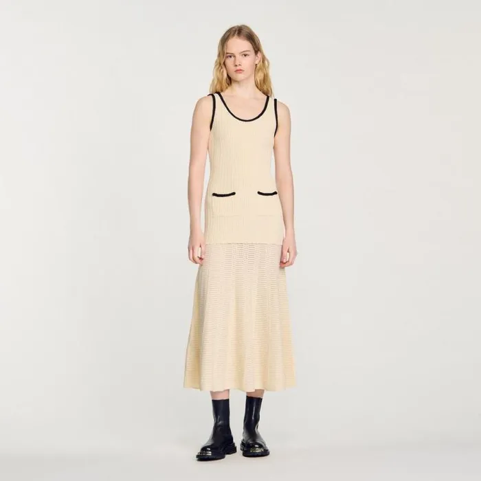 Dresses Women SANDRO Pointelle Knit Dress Ecru