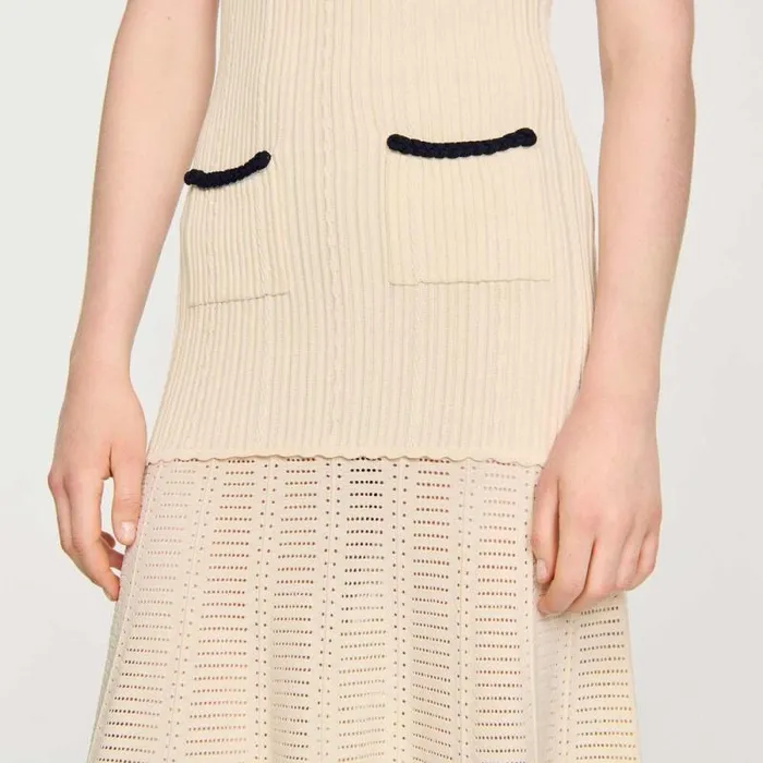 Dresses Women SANDRO Pointelle Knit Dress Ecru