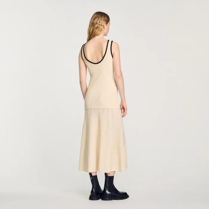 Dresses Women SANDRO Pointelle Knit Dress Ecru