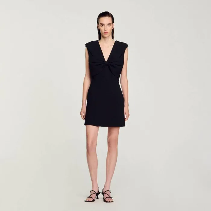 Dresses Women SANDRO Short Dress With Bow Black