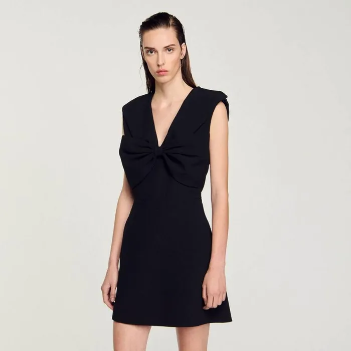 Dresses Women SANDRO Short Dress With Bow Black