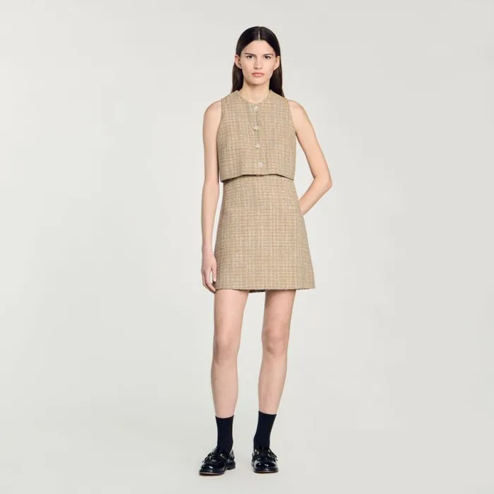 Dresses Women SANDRO Tweed Dress Camel