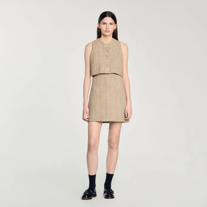 Dresses Women SANDRO Tweed Dress Camel