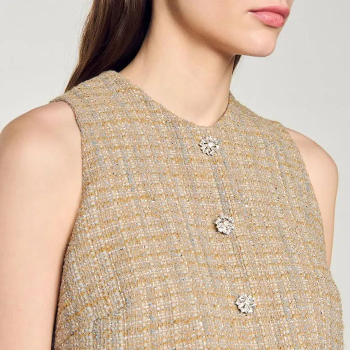 Dresses Women SANDRO Tweed Dress Camel