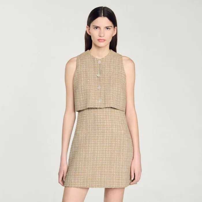 Dresses Women SANDRO Tweed Dress Camel