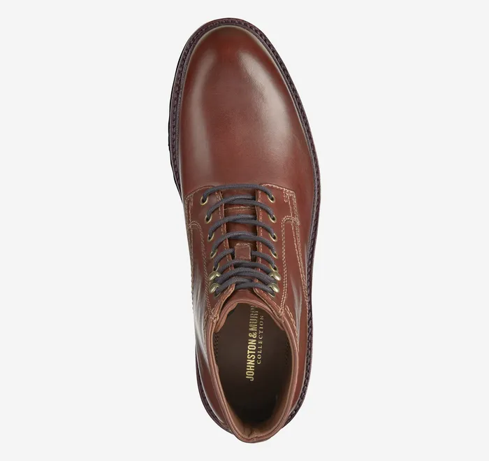 Dudley Lug Plain Toe Boot Mahogany Full Grain Dress Shoes Johnston and Murphy Men